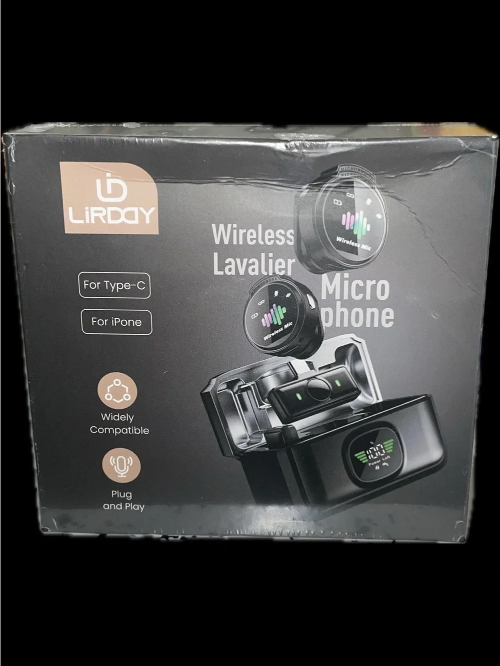 Compact Wireless Lavalier Mic 2in1 Noise Cancelling Clip-on New Black Microphone